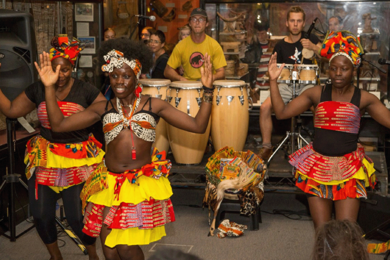 Performance of African dance group